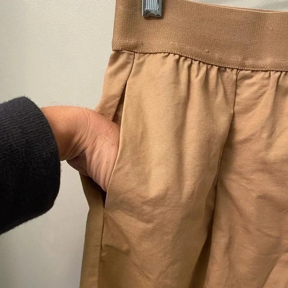 J. Crew khaki skirt front pockets elastic waistband 10 tan 100% cotton - Picture 7 of 7